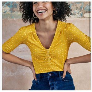 Boden Jane Jersey Saffron Polka Dot Top